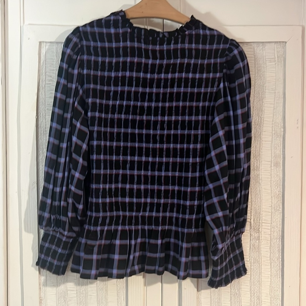 NIC+ZOE Twilight Plaid Smocked Top Sz M - Picture 8 of 8